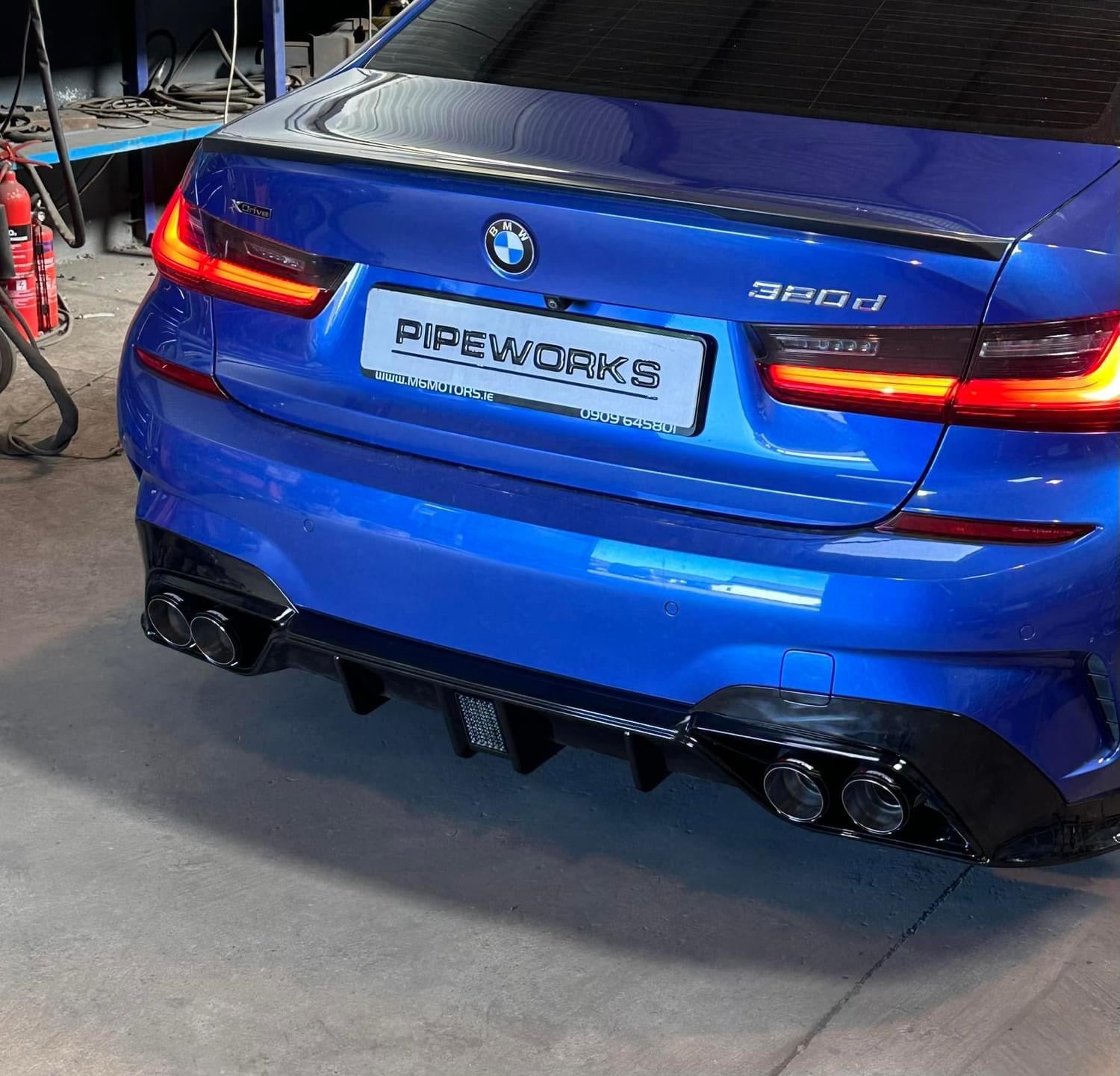 ABS Gloss Black Rear Diffuser w/Brake Light for BMW 3 Series G20 G21 330i M340i