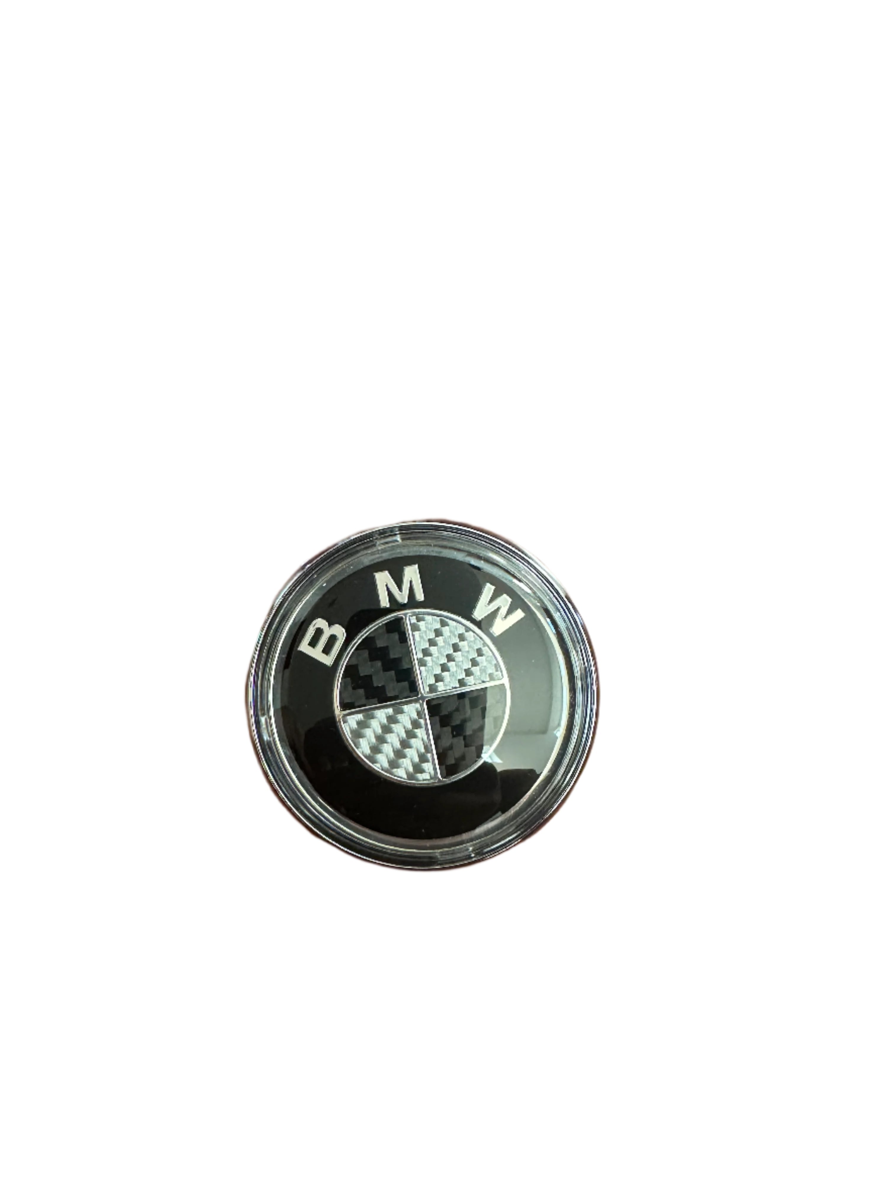 BMW Black Carbon Fiber Emblem Roundel Floating Wheel Caps - BMW