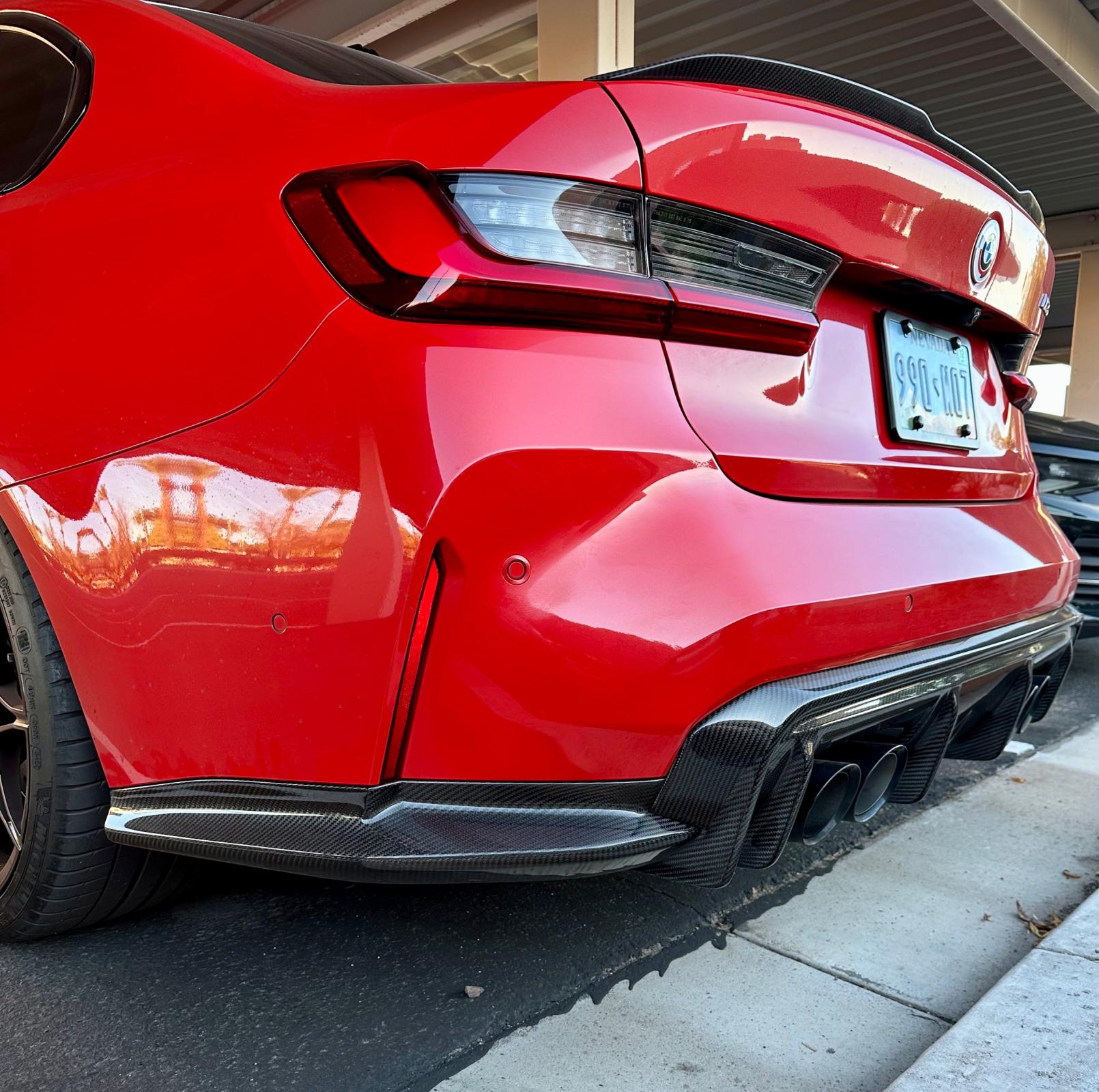 3D Style Carbon Fiber Rear Diffuser + Corner Extension - 2021-2025 BMW G80 M3