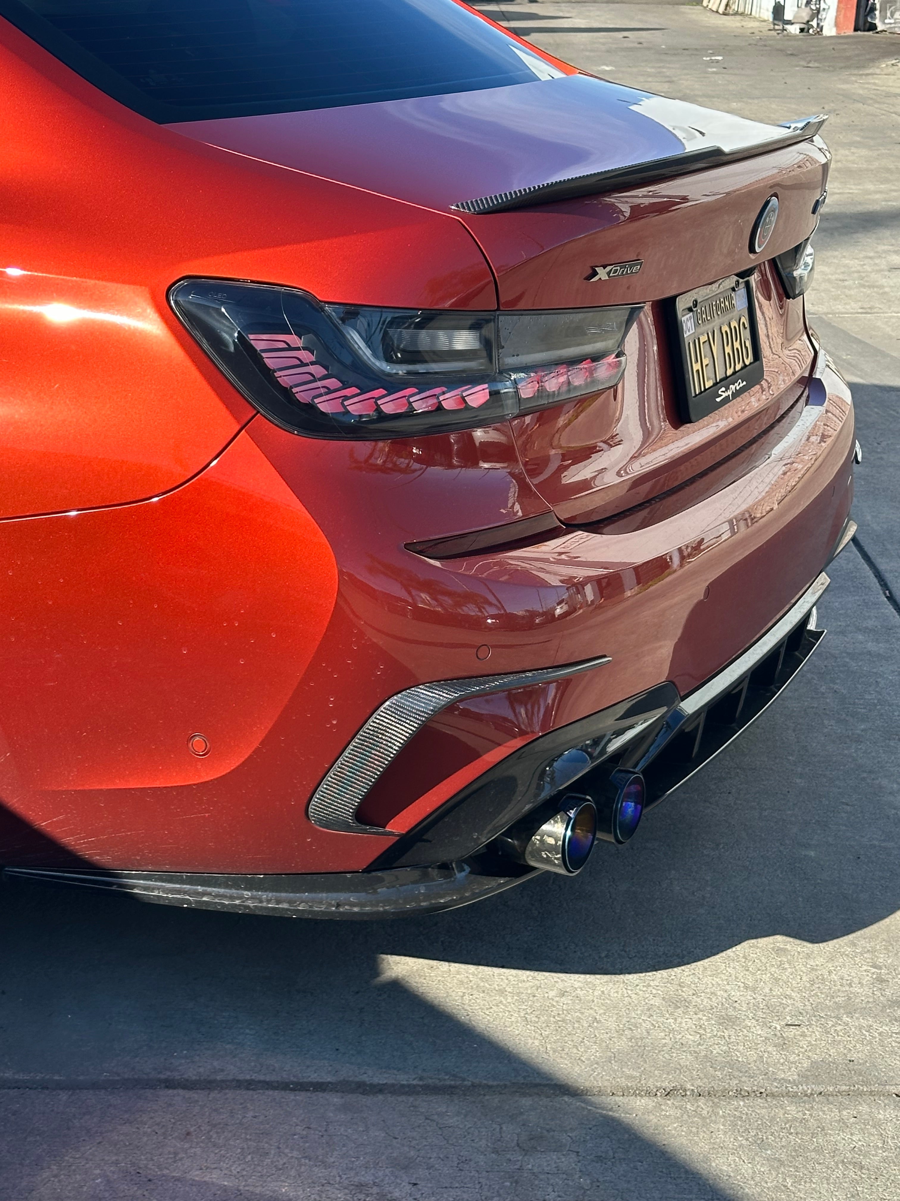 Y Style Gloss Black Rear Diffuser - BMW G20 3 Series Pre LCI