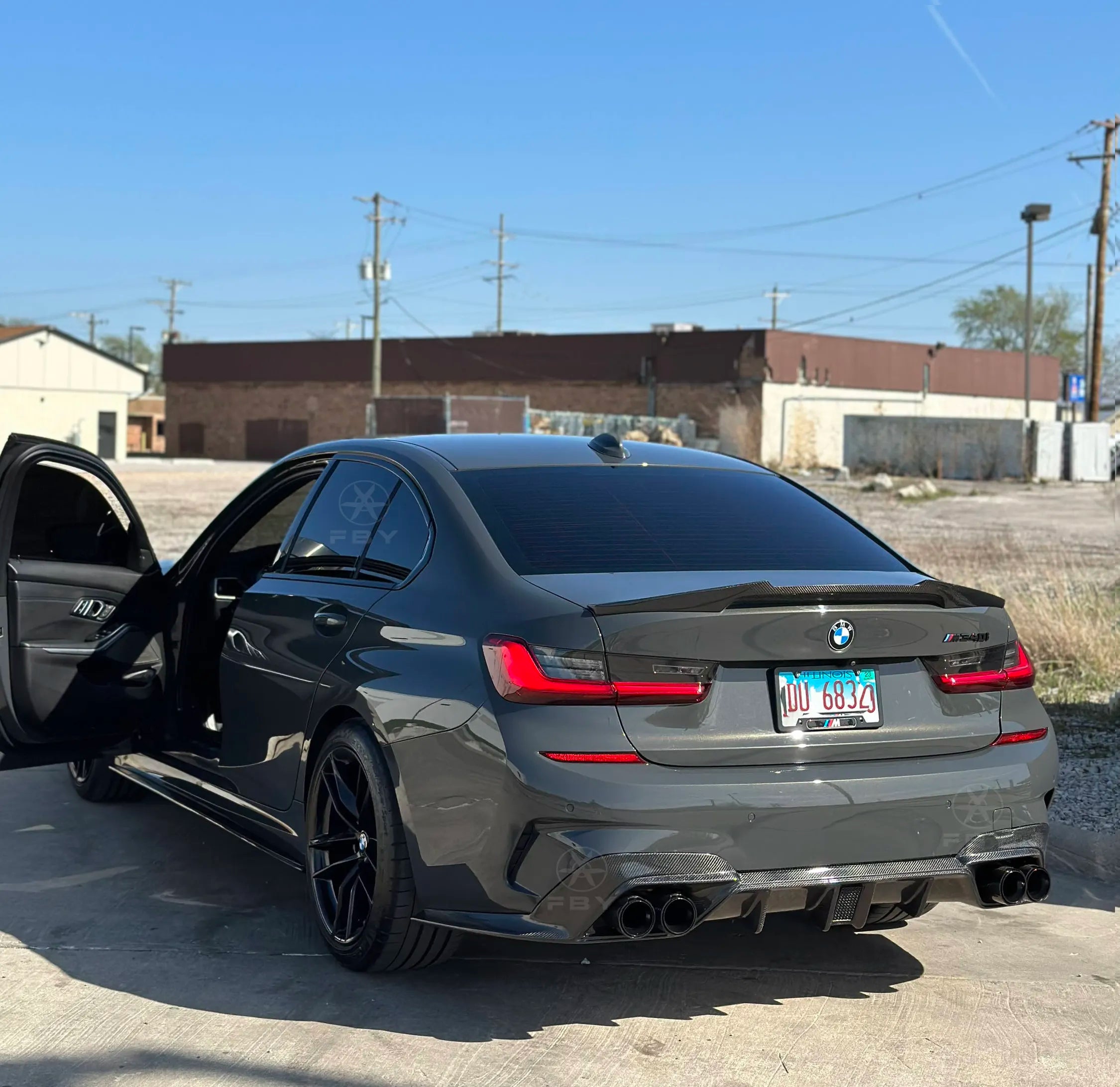 Carbon Fiber C Style Rear Diffuser w/ LED - BMW G20 3 Series 2019-2022