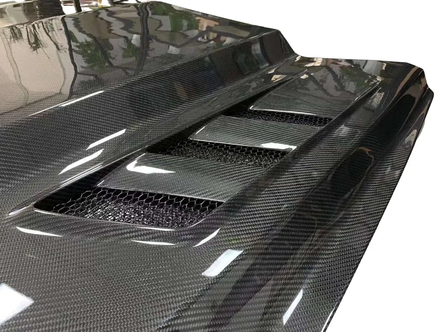 Carbon Fiber Front Vented Engine Bonnet Hood V2 - Ford Mustang 2015 - 2017