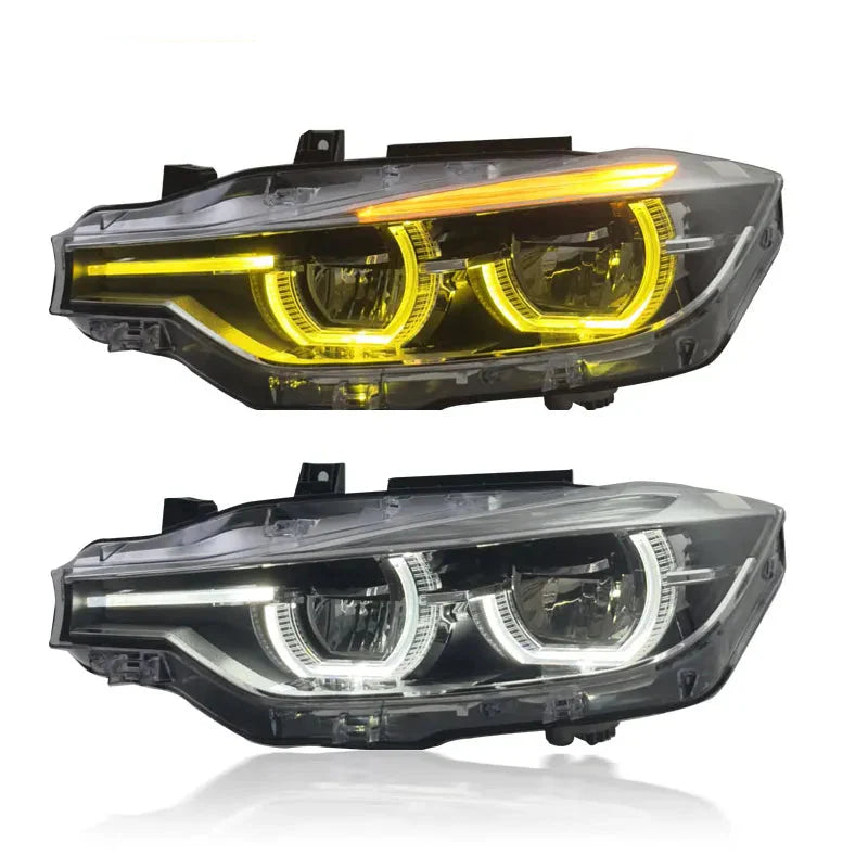 BMW F30 3 series Yellow/White Switchable LCI Style V2 Headlights - BMW F30 3 series / F35