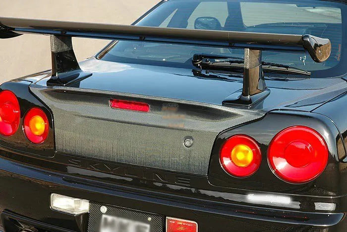 Carbon Fiber Rear DuckBill Trunk w/ with Brake Light Hole, With Key Hole - Nissan Skyline R34 GTR GTT