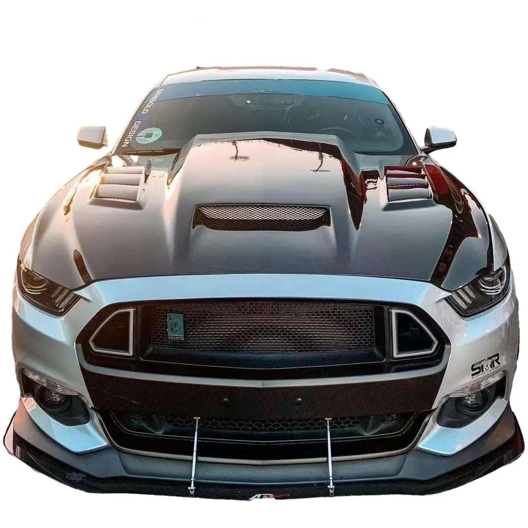 Carbon Fiber Front Vented Engine Bonnet Hood V2 - Ford Mustang 2015 - 2017