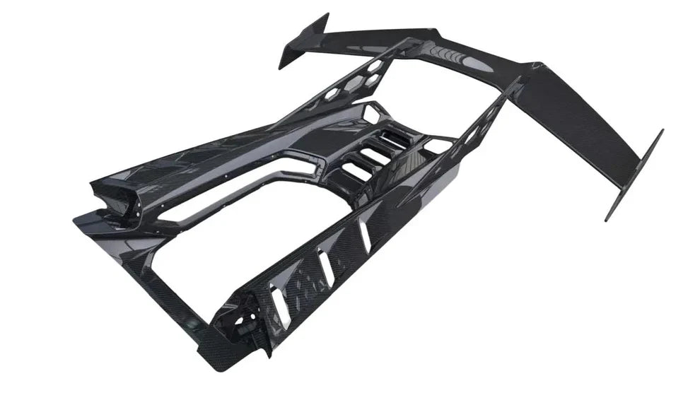 Carbon Fiber DK Style Rear Engine Cover Lid w/ Wing - Lamborghini Revuelto
