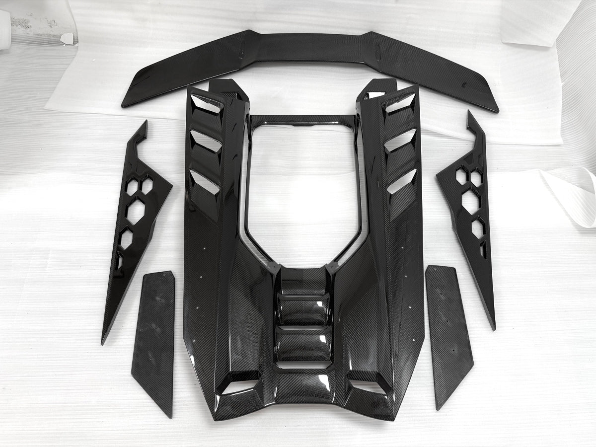 Carbon Fiber DK Style Rear Engine Cover Lid w/ Wing - Lamborghini Revuelto