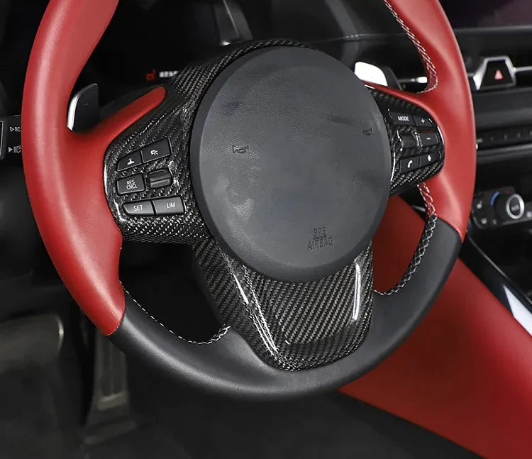 Carbon Fiber Interior Steering Wheel Trim Panel Covers - Toyota GR Supra A90