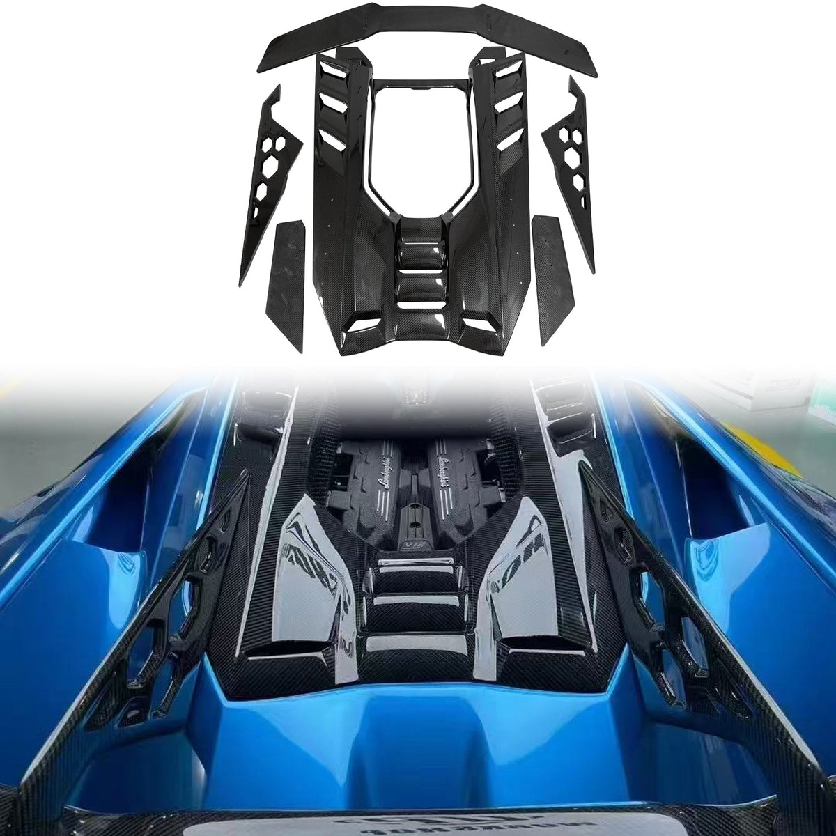 Carbon Fiber DK Style Rear Engine Cover Lid w/ Wing - Lamborghini Revuelto
