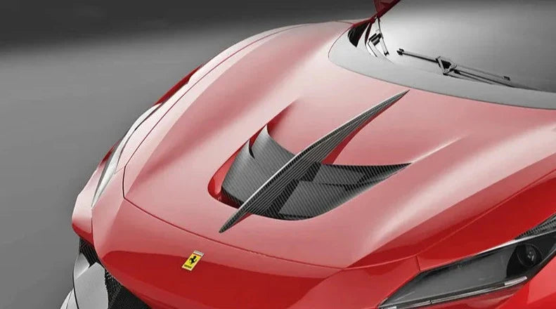Carbon Fiber Engine Hood Bonnet Trim - Ferrari F8 Tributo Spider