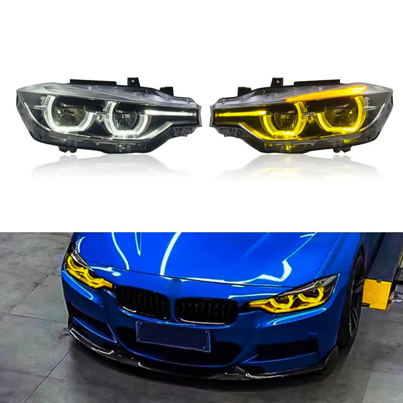 BMW F30 3 series Yellow/White Switchable LCI Style V2 Headlights - BMW F30 3 series / F35