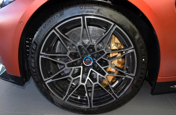 Carbon Fiber 50th Years M Heritage Emblem Roundel Cover & Hub Cap Replacement (7 Piece)- BMW Roundel