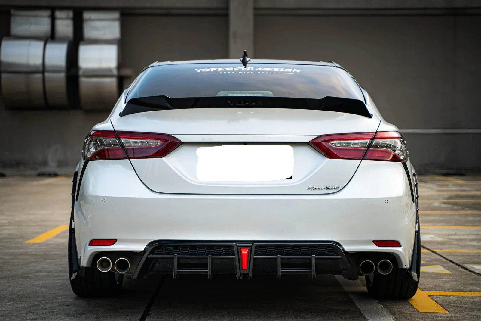 Gloss Black Rear V2 GR Style Diffuser W/ Led Light - Toyota Camry SE/XSE