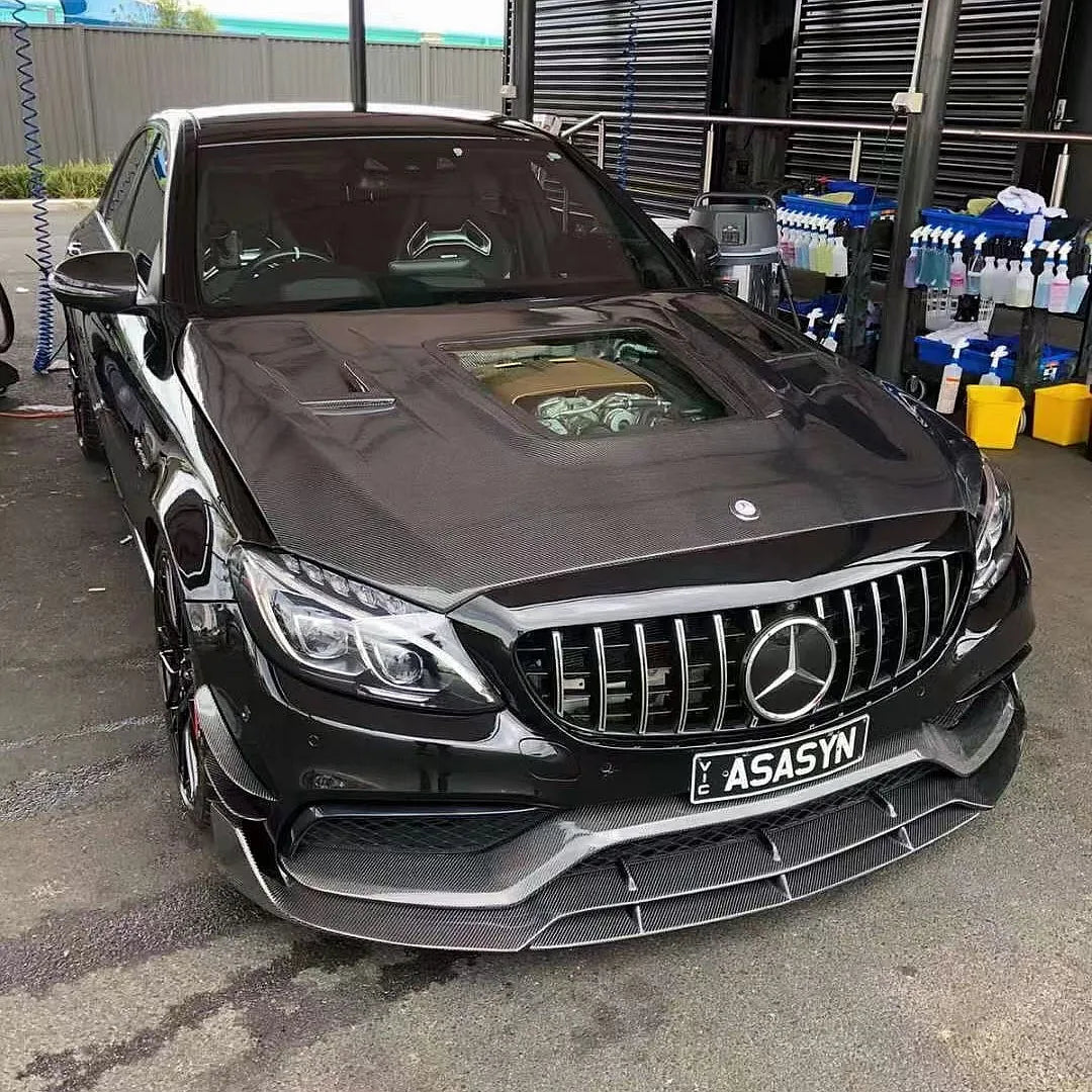 Carbon Fiber Hood W/ Transparent Window - Mercedes Benz W205 C63 AMG
