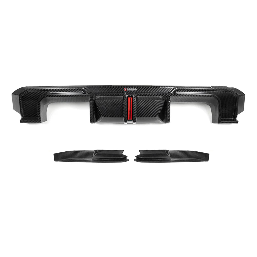 SOOQ00Carbon Fiber Diffuser W/ Brake Light + Rear Splitter - BMW G80 & G81 / G82 & G83 M4