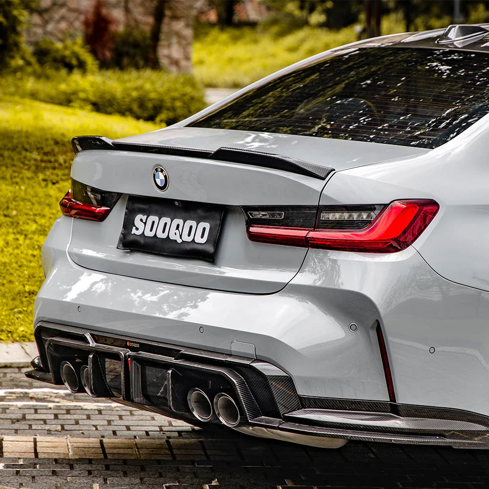 SOOQ00Carbon Fiber Diffuser W/ Brake Light + Rear Splitter - BMW G80 & G81 / G82 & G83 M4