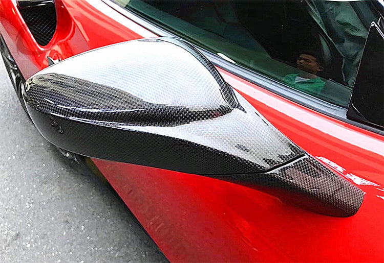C Style Carbon Fiber Side Mirror Caps - Ferrari 488 GTB Spider
