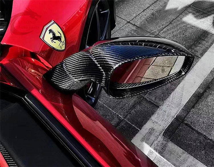C Style Carbon Fiber Side Mirror Caps - Ferrari 488 GTB Spider