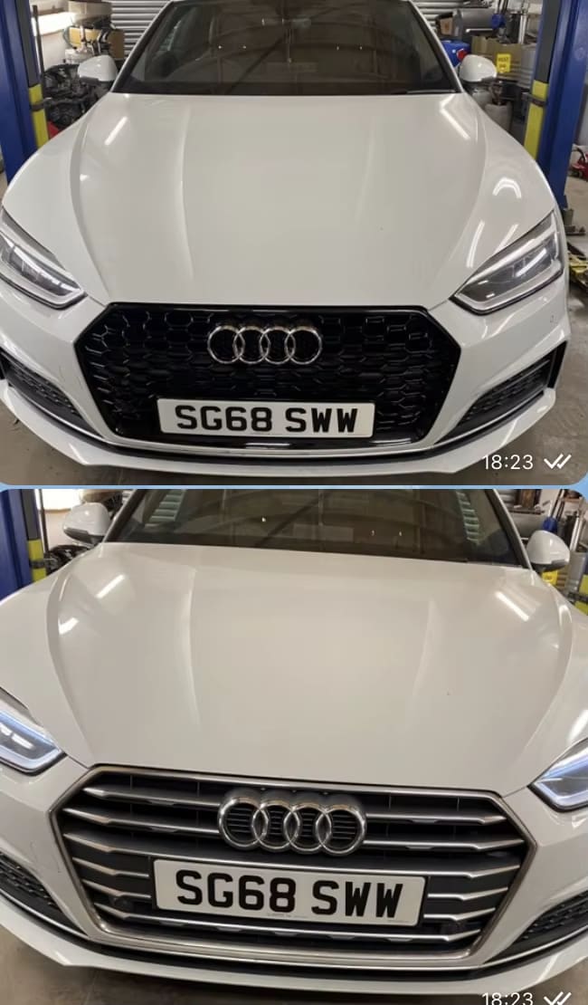 Gloss Black RS5 style Front Bumper Grille - Audi A5 S5 B9 2017-2019