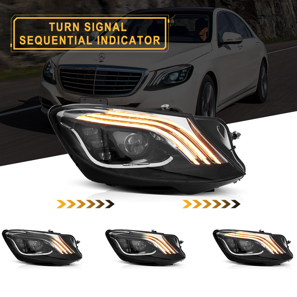 2018+ OEM Style Full LED Head Lights - 2014-17 Mercedes Benz S Class