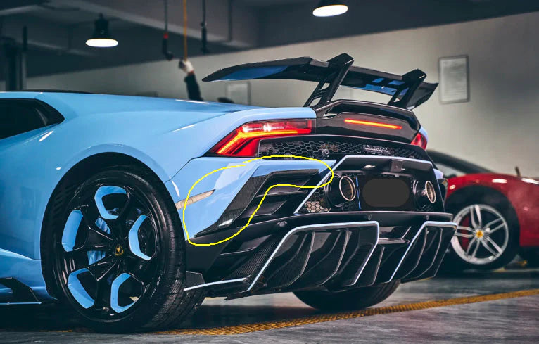 Paktechz Dry Carbon Fiber Rear Bumper Canards - Lamborghini Huracan EVO