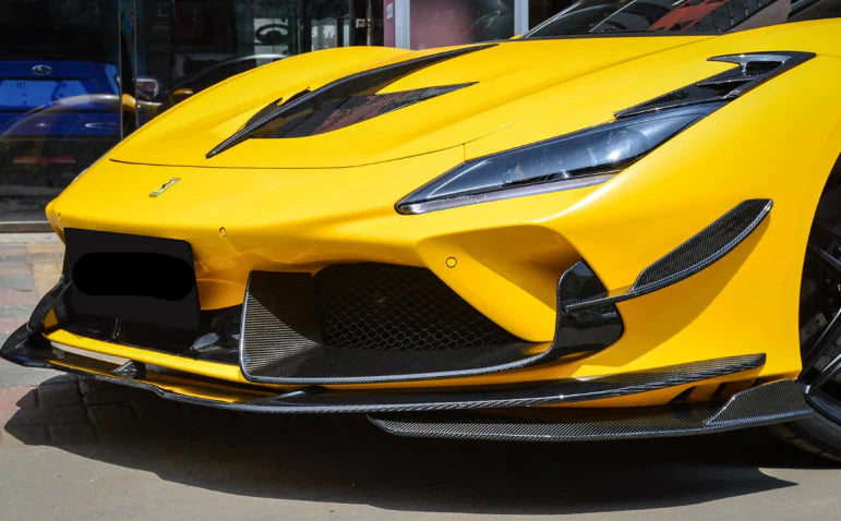 Paktechz Dry Carbon Fiber Front Corner Splitter - Ferrari F8 Tributo