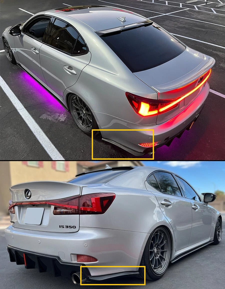 Matte Black Rear Diffuser W/Led Light - Lexus IS250 IS350 Sedan 2006-2013