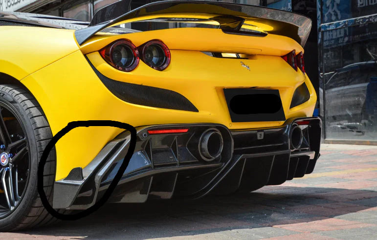 Paktechz Prepreg Carbon Fiber Rear Corner Splitter Canard - Ferrari F8
