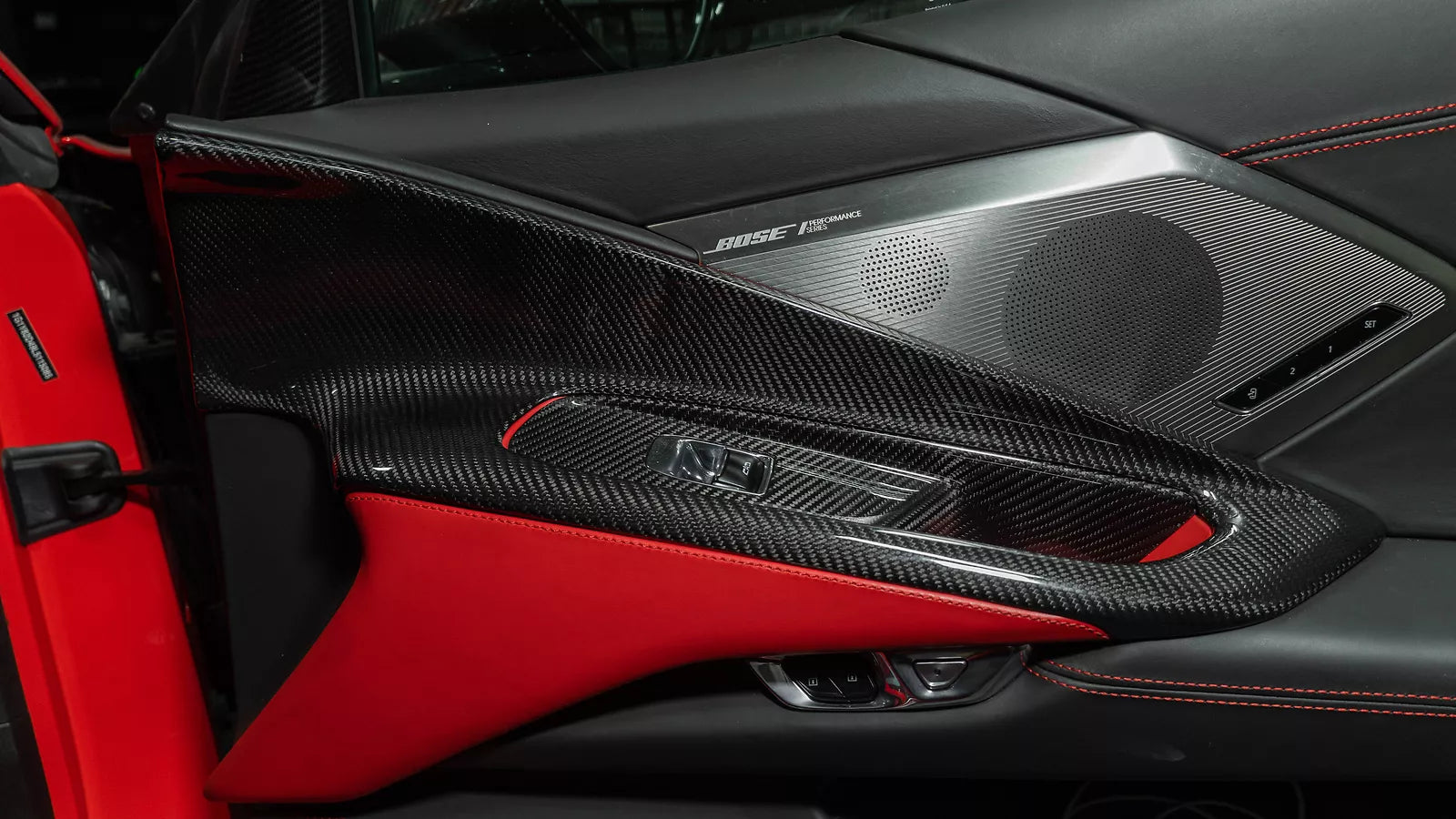 Carbon Fiber Black Inner Door Panel Armrest Cover - Corvette C8 2020-UP