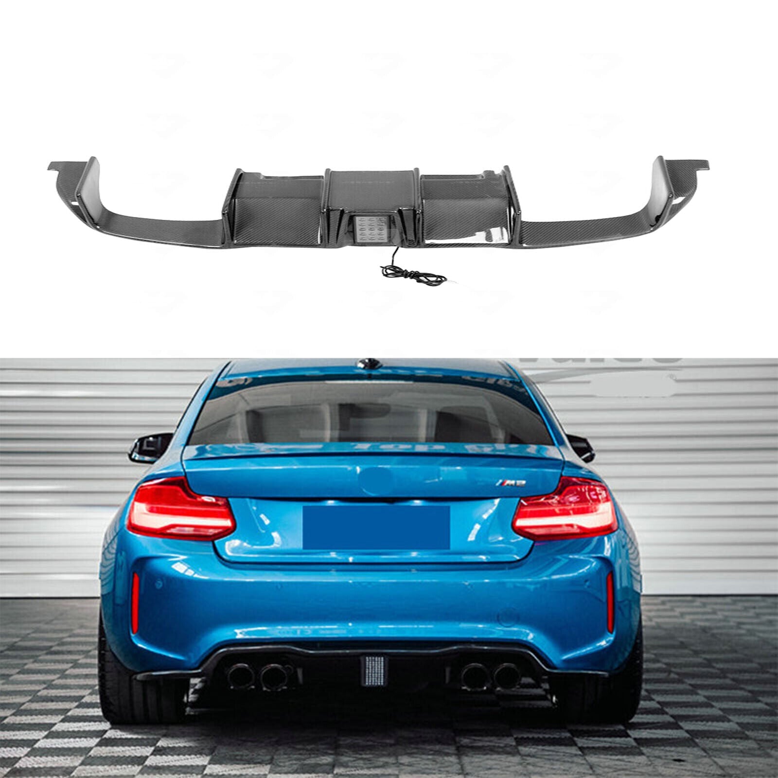 Carbon Fiber Rear Diffuser w/ Brakelight For BMW F87 M2 M2C