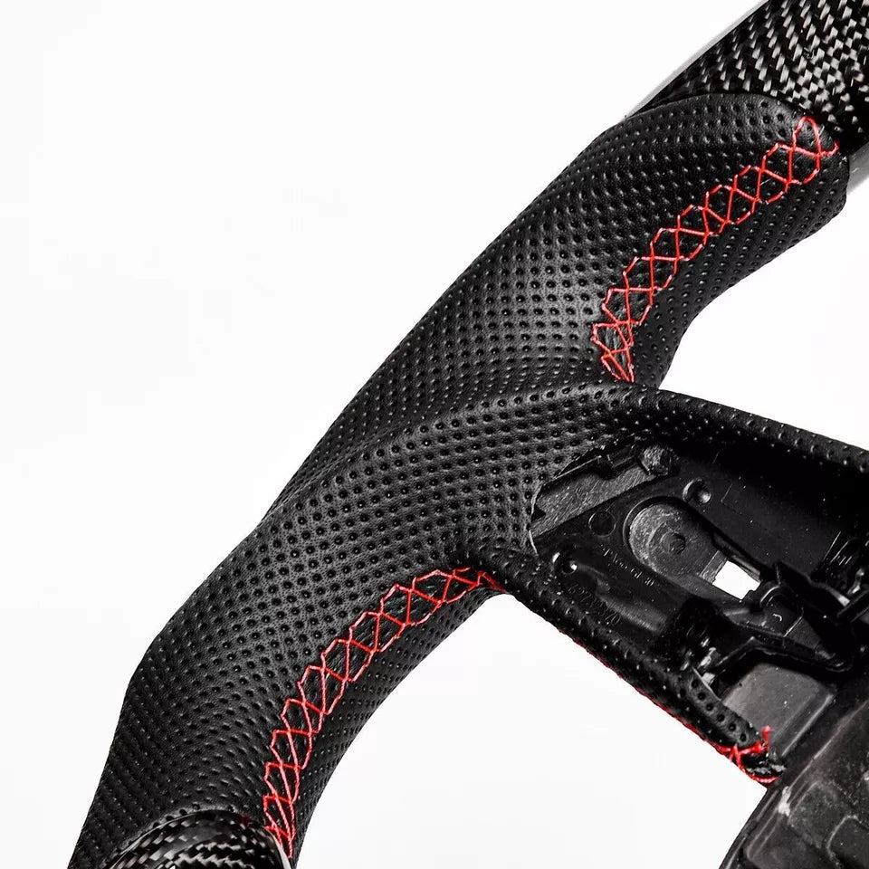 Carbon Fiber Steering Wheel w/ LED & Flat Bottom - Audi 2012-2016