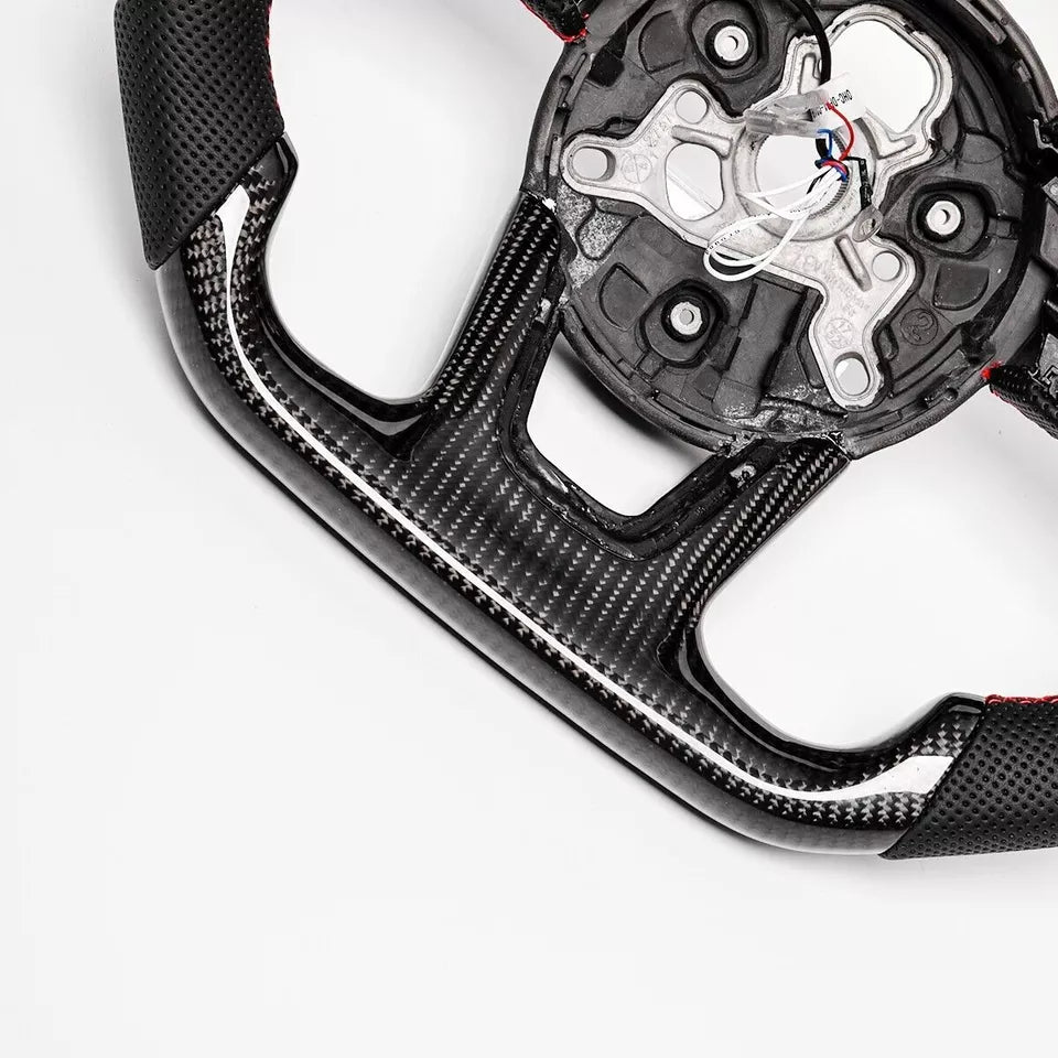 Carbon Fiber Steering Wheel w/ LED & Flat Bottom - Audi 2012-2016