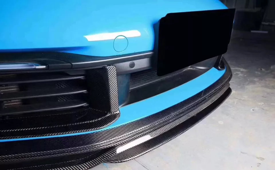 T style Carbon Fiber Front Lip Splitter - Porsche 992 911 Carrera