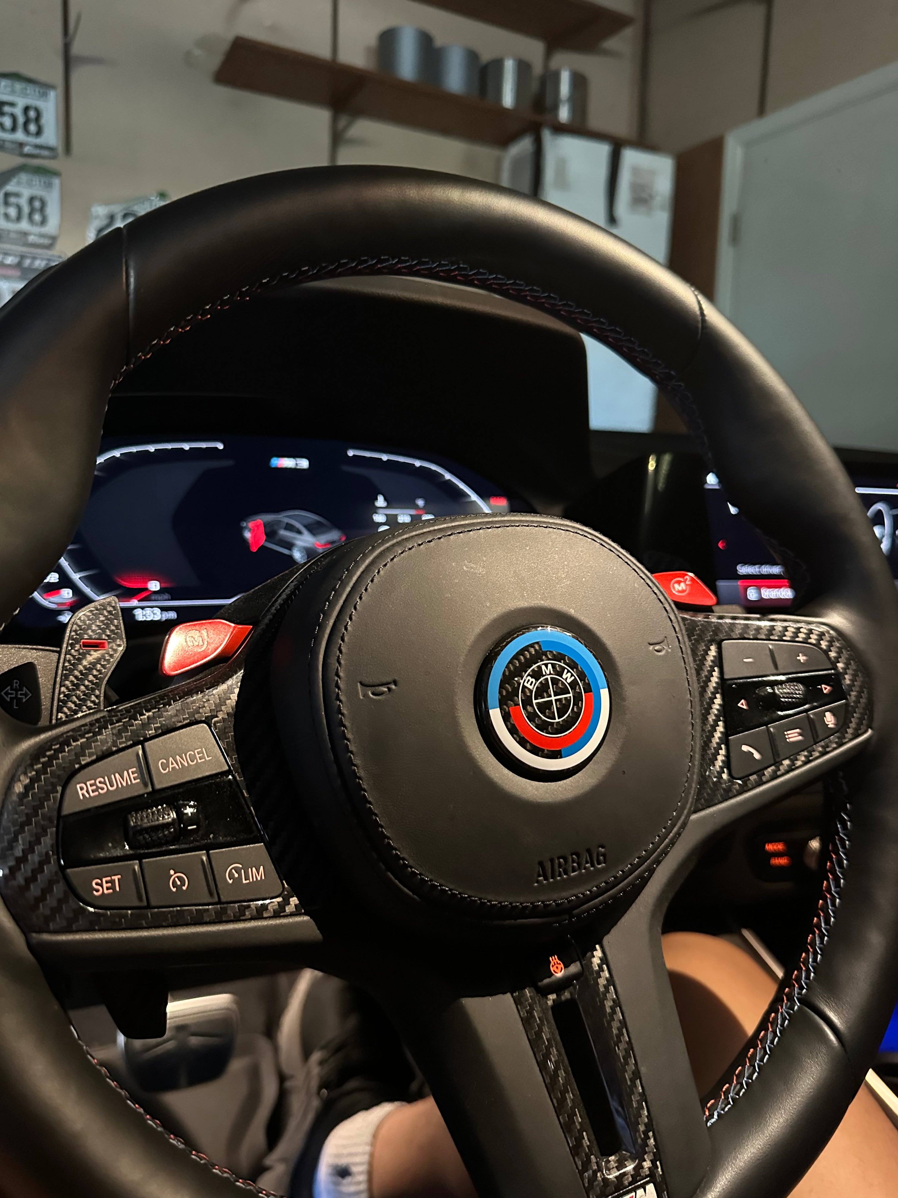 Carbon Fiber 50th Years M Heritage Emblem Roundel Cover &  Hub Cap Replacement (7 Piece)- BMW Roundel