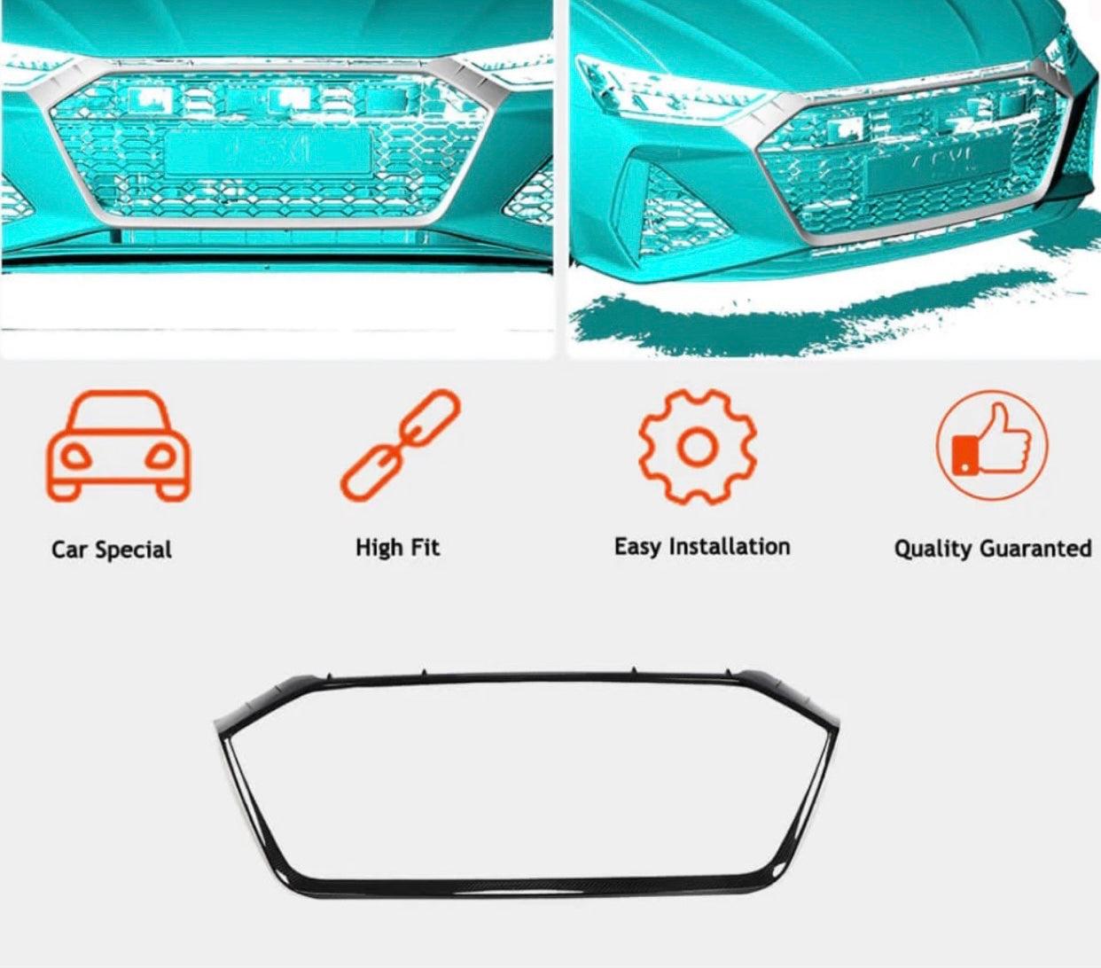 Audi RS6 Carbon Fiber Front Grille Frame Outline Cover RS6/RS7 C8 Avant 2019 2022