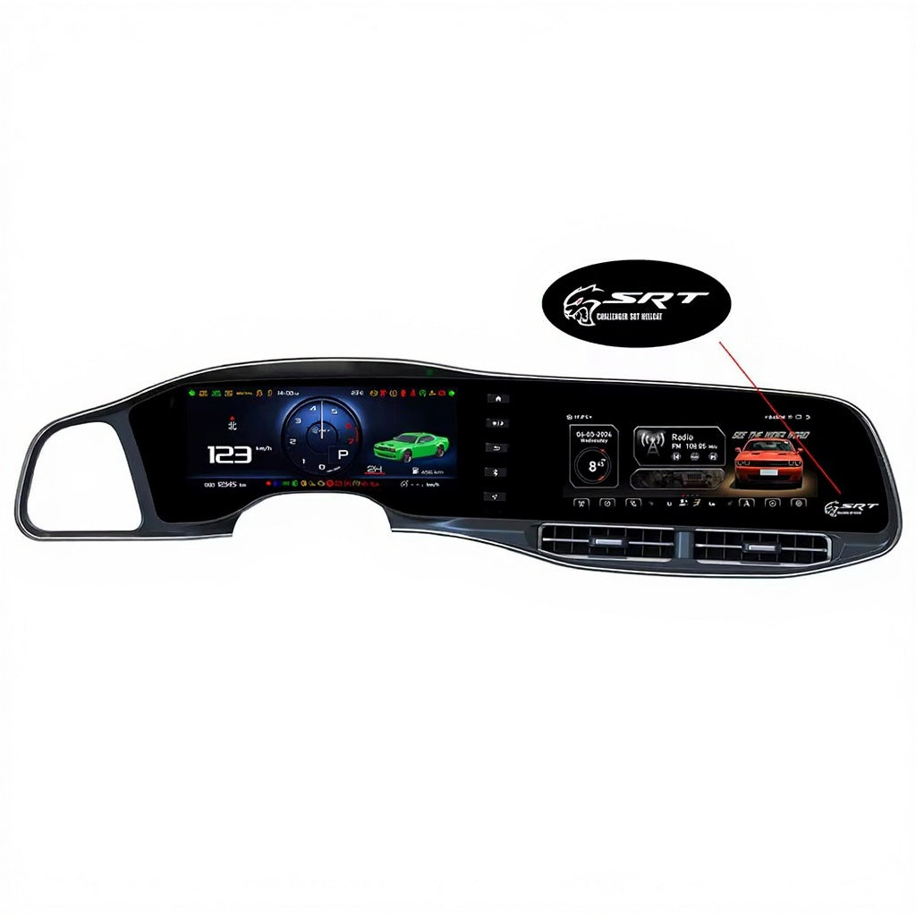 RoadNavi Dual-Screen Android Radio & Digital Speedometer with GPS Navigation for Dodge Challenger Hellcat SRT 2014–2023