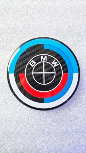 Carbon Fiber 50th Years M Heritage Emblem Roundel Cover &  Hub Cap Replacement (7 Piece)- BMW Roundel