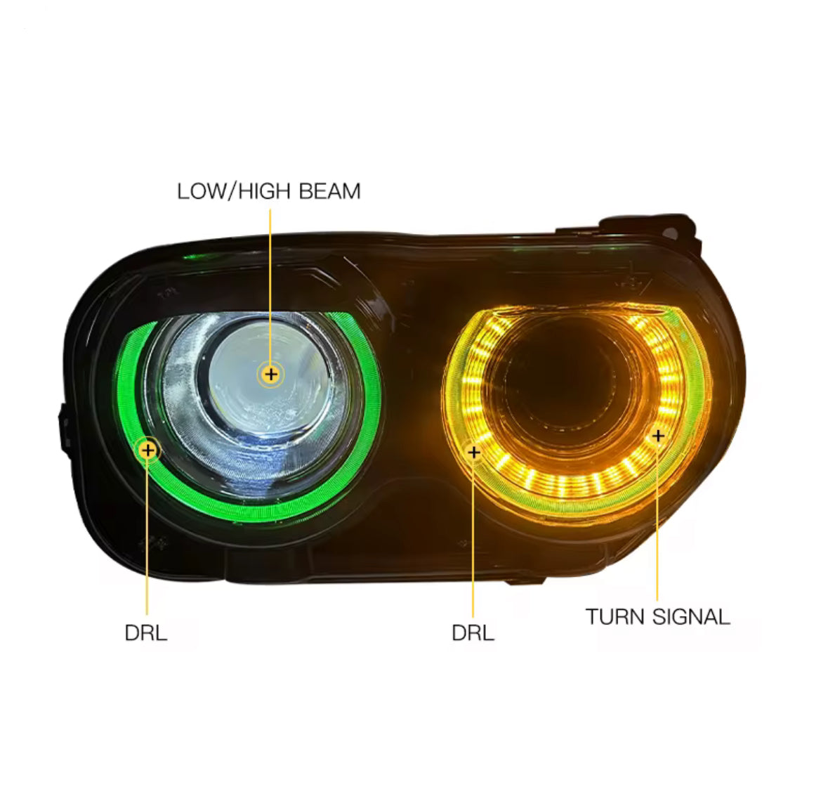 RGB LED Headlights for Dodge Challenger (2008–2014)