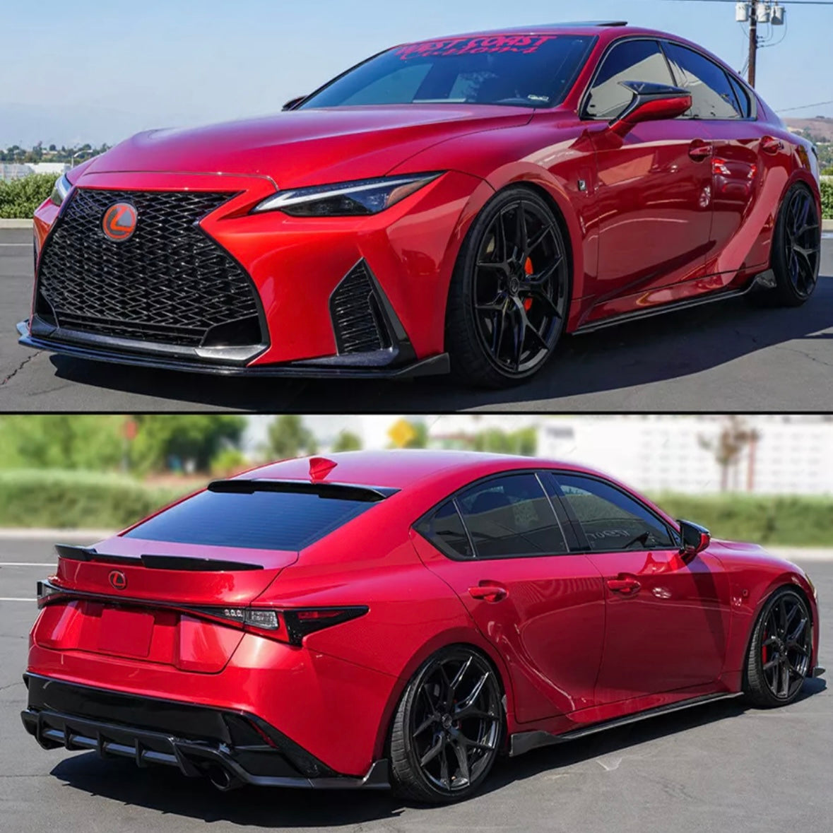 Gloss Black Front Lip & Side Skirt Aero kit -  21-25 Lexus IS350 F-Sport