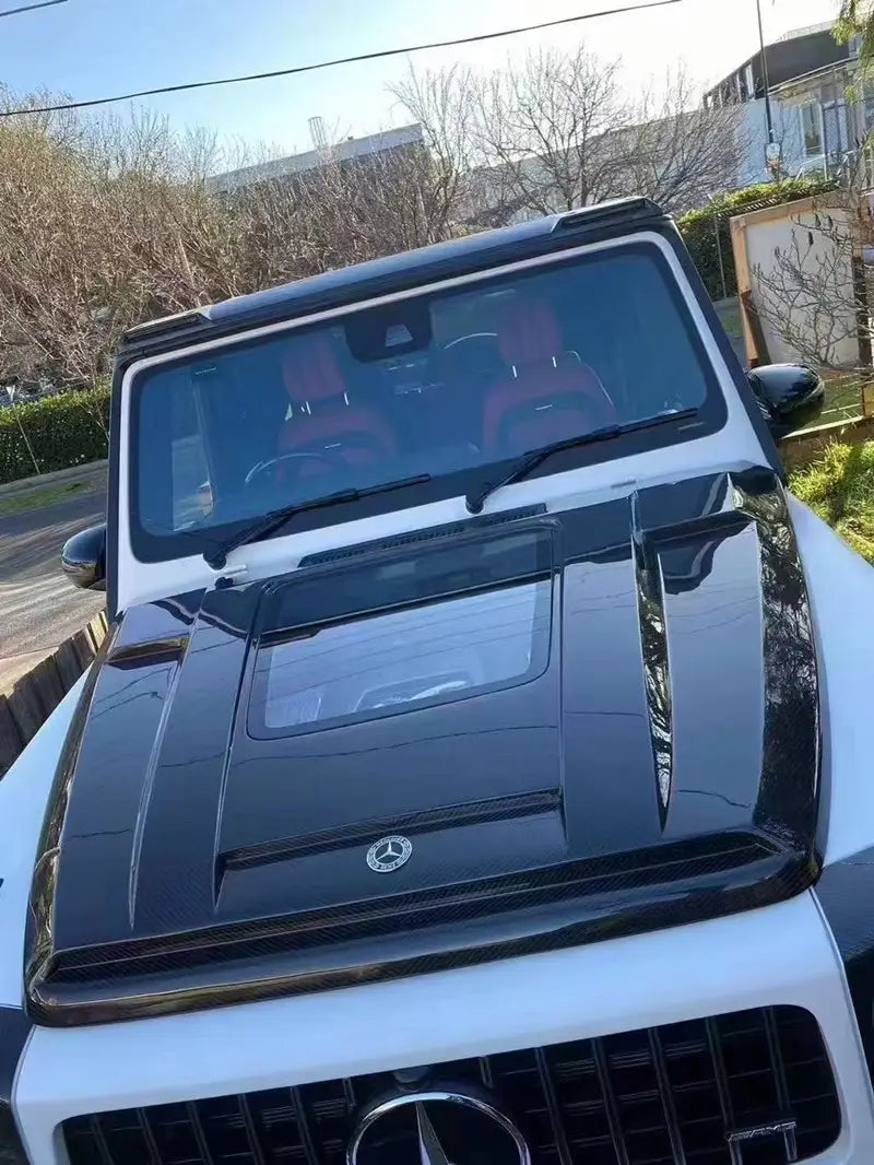 Carbon Fiber Front Hood Bonnet W/ Transparent Glass Hood for Mercedes Benz G Wagon W464 G550 G63 G500