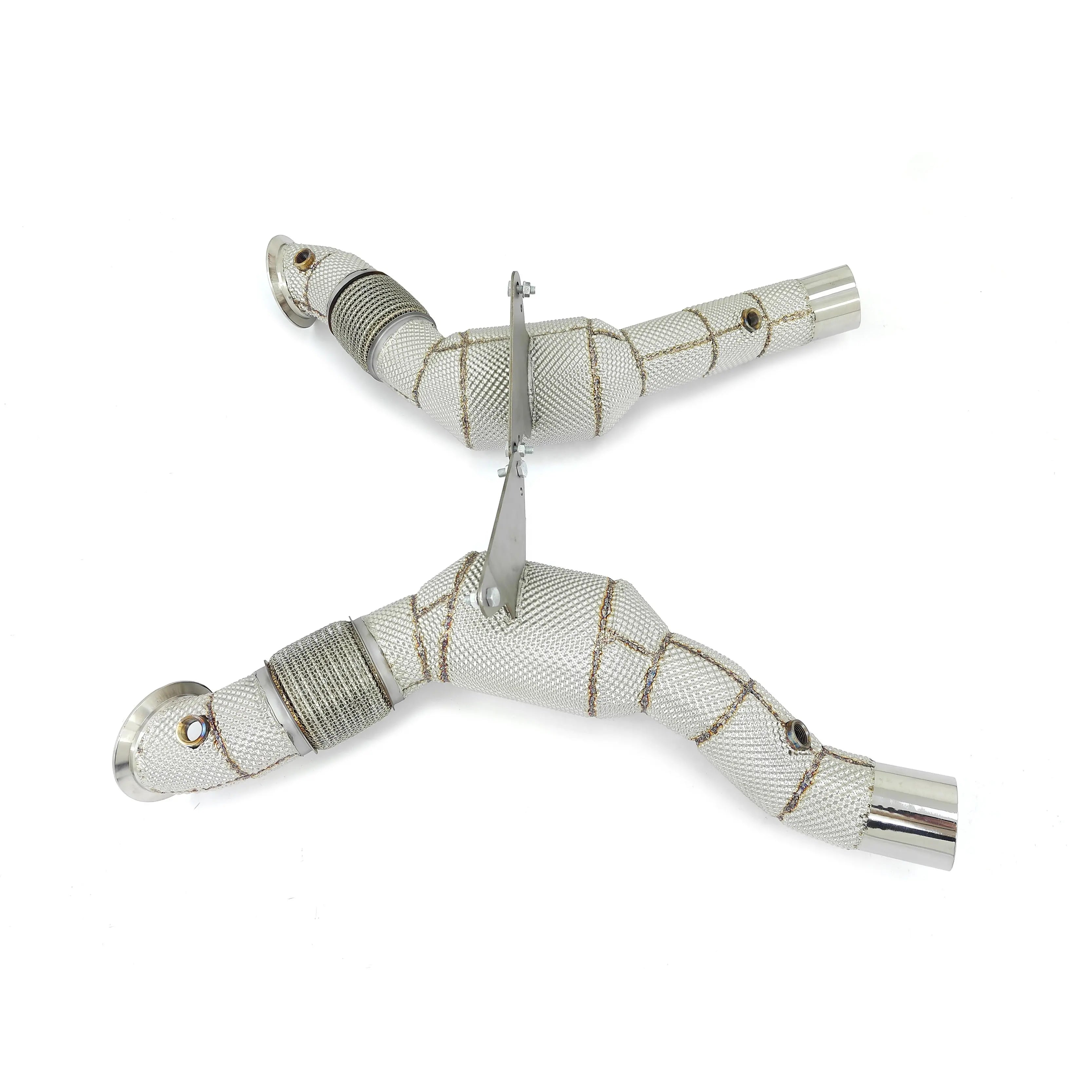 Cat Less Downpipes W/ Head Shield - Ferrari 488