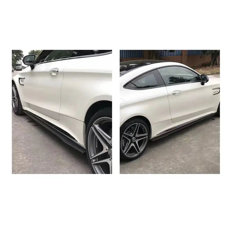 Mercedes C63 AMG Carbon Fiber Side Skirt Extensions