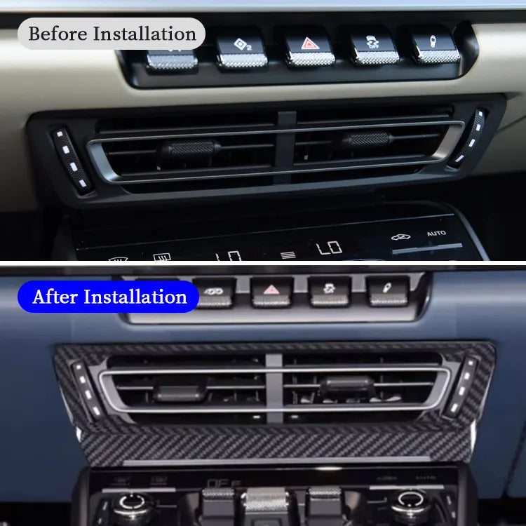 Carbon Fiber Center Console Air Conditioner Vent Panel Trim - Porsche 911 2019-2024