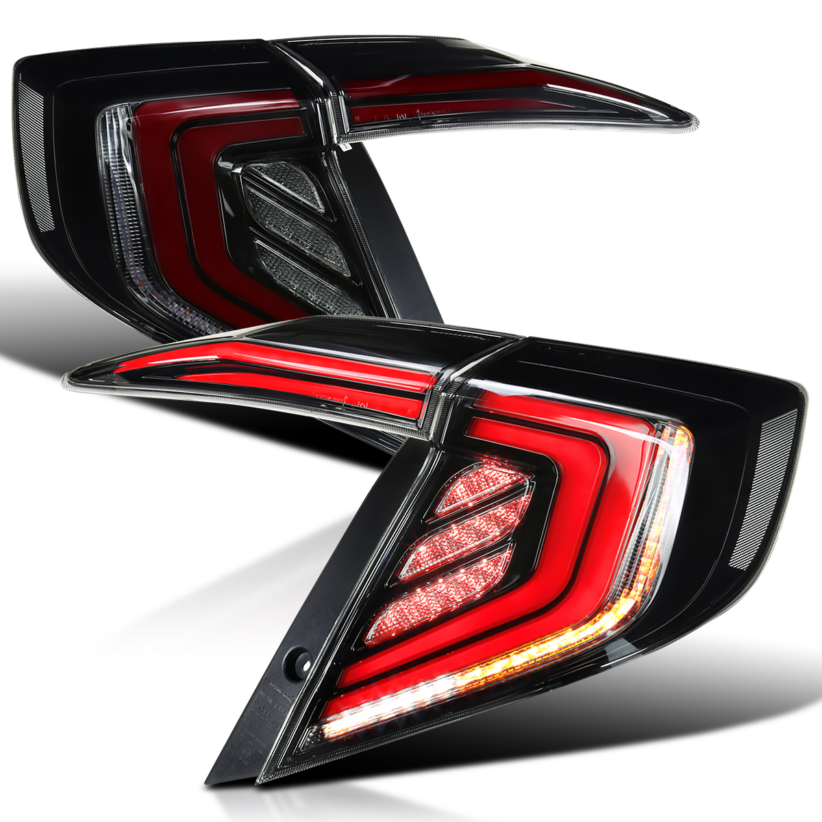 Clear LED w/ Sequential Signal Tube Tailight Set - 2016-2021 Honda Civic Sedan