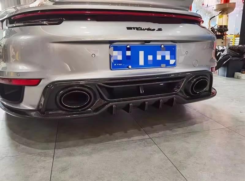 T Style Carbon Fiber Rear Diffuser - Porsche 911 992 Turbo S