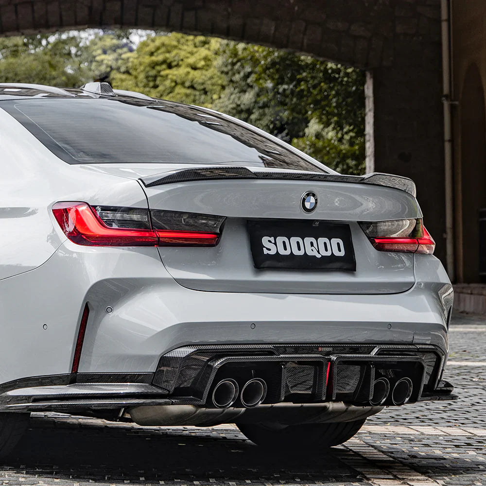 SOOQ00Carbon Fiber Diffuser W/ Brake Light + Rear Splitter -  BMW G80 & G81 / G82 & G83 M4