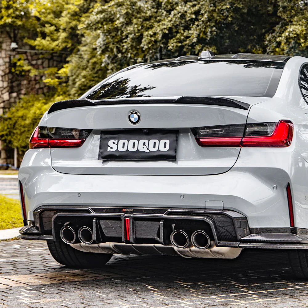SOOQ00Carbon Fiber Diffuser W/ Brake Light + Rear Splitter -  BMW G80 & G81 / G82 & G83 M4