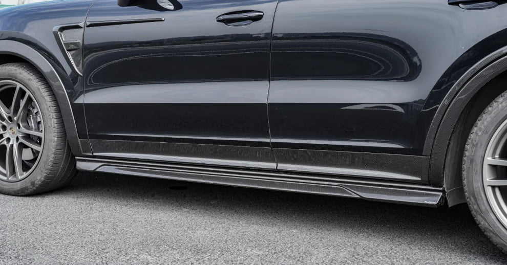 Paktechz Dry Carbon Fiber Body Kit Lower Door Guard Molding Trims - Porsche Cayenne 9Y0 Coupe 9Y3