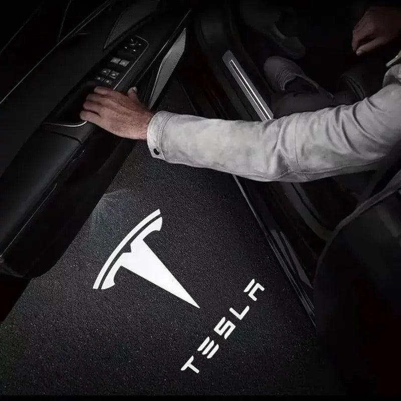 Tesla door projector lights