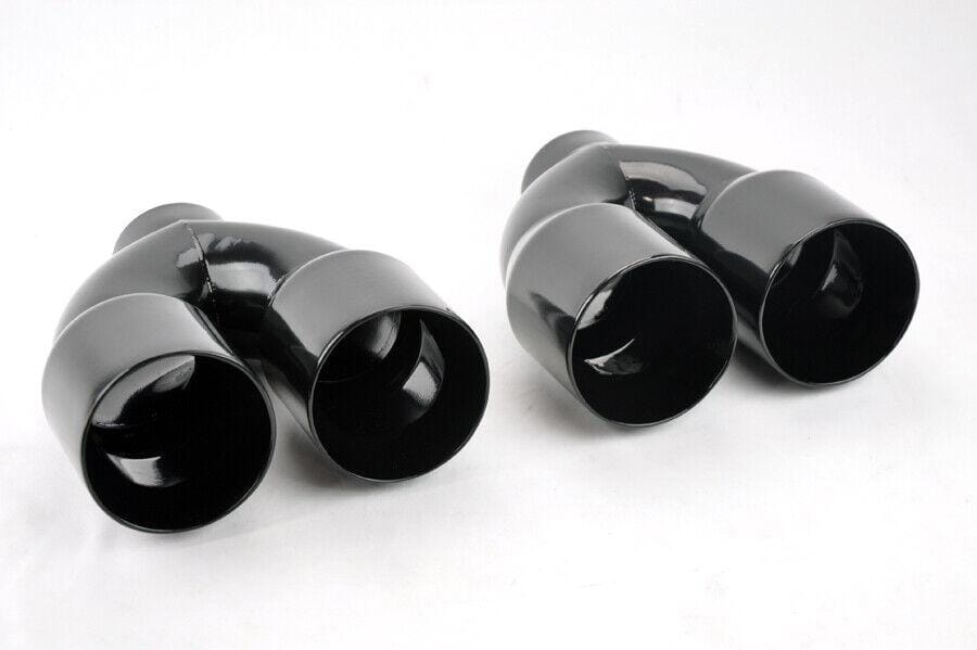 Universal 2.5in inlet Dual Exhaust Tips Quad Style Gloss Black